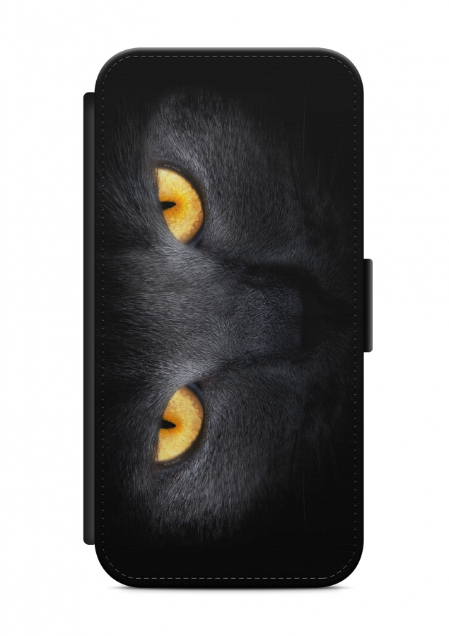 HTC ONE Black Cat Katze Flipcase Tasche Flip Hülle Case Cover Schutz Handy