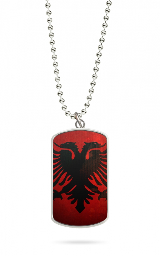 Kette Dog Tag Anhänger Albanien Fahne 1 