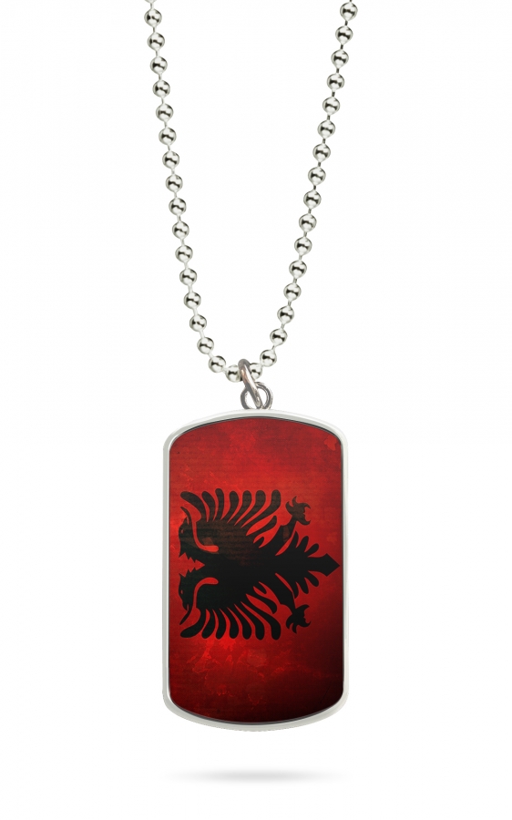 Kette Dog Tag Anhänger Albanien Fahne 2 