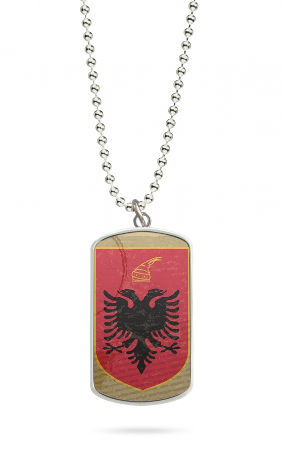 Kette Dog Tag Anhänger Albanien Fahne 12 