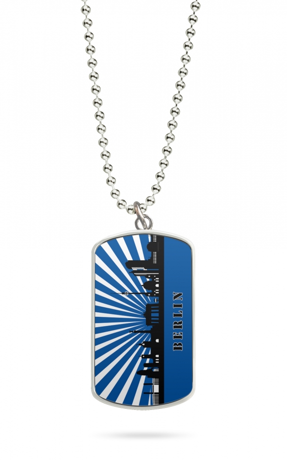 Kette Dog Tag Anhänger Berlin Skyline 