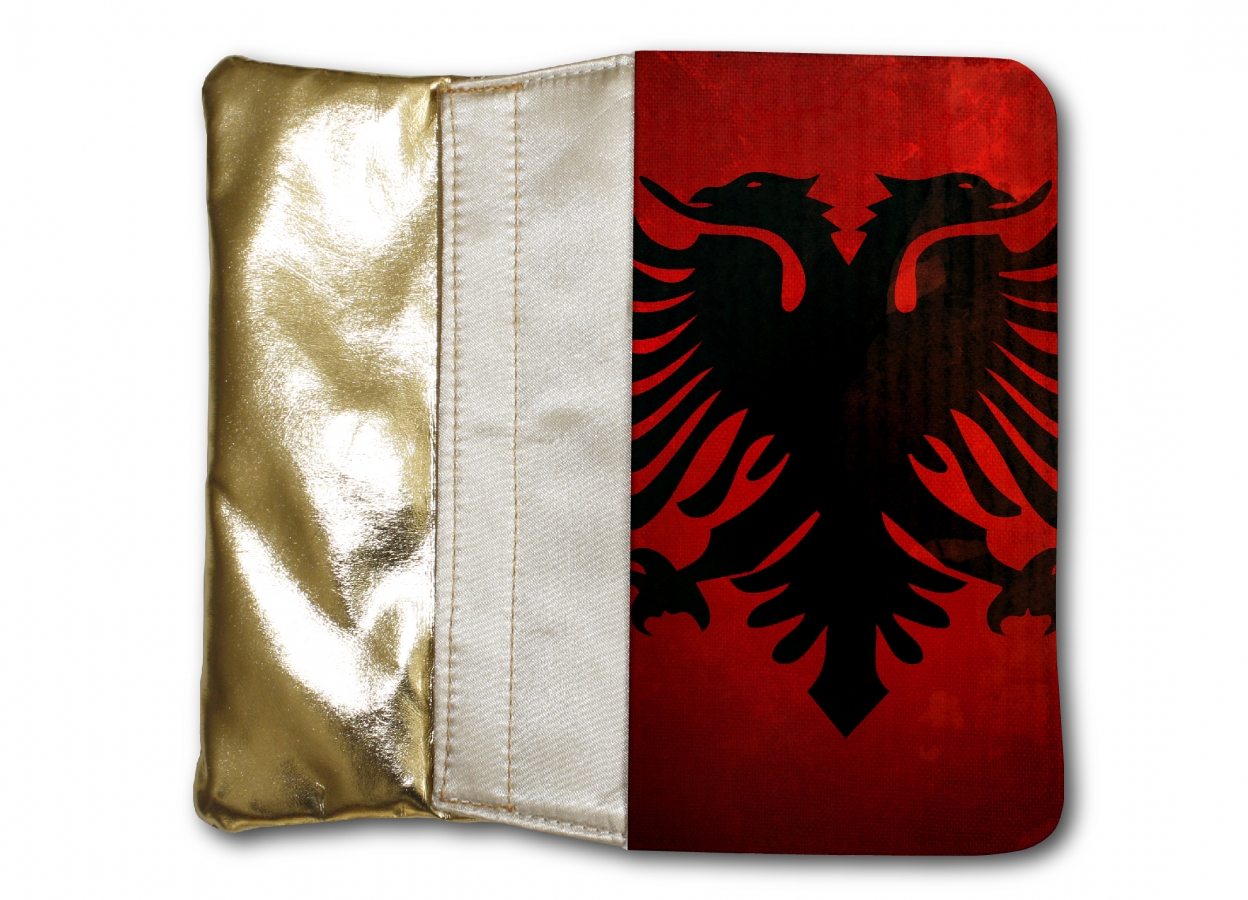 Damen Tasche GOLD Portemonnaie Albanien Fahne 1 